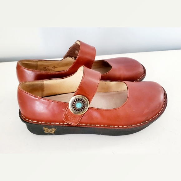 Alegria Brown Leather Mary Jane Comfort Shoes Slip Ons European Size 39/USA Sz 9 - Picture 3 of 6